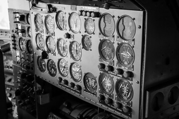 Control panel in a plane cockpit