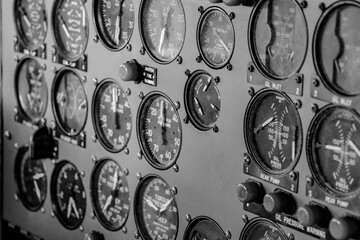 Control panel in a plane cockpit
