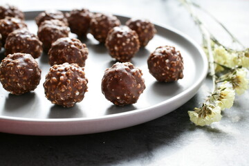 Chocolate balls with nuts