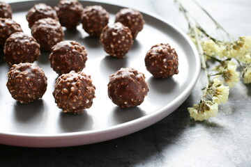 Chocolate balls with nuts