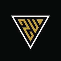 Initial letter ZV triangle logo design