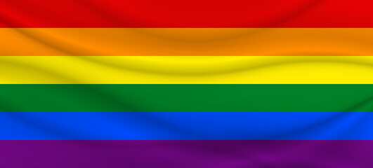 Flag LGBT squared icon, badge or button. Template design, vector illustration. Love wins. LGBT symbol in rainbow colors. Gay pride textile background