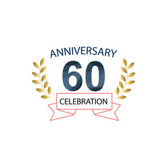 Obraz premium 60 Anniversary celebration template vector design illustration