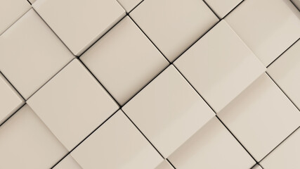 white 3d cubes tiles background from perspective view, minimalistic concept. 3d render illustration.