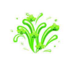 Abstract Paper Cut Ilustration Water Splash Drops Color Green With Parsley Background Vector Design Style