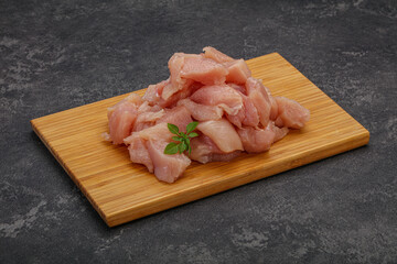 Raw diced chicken for cooking