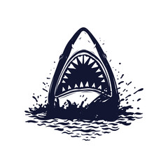 Shark attack. Shark head isolated on white. Vector illustration.