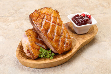 Roasted duck breast with sauce