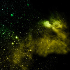 Star field in space and a nebulae. 3D rendering