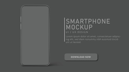 Smartphone mock up banner. vector flat illustration. smartphone blank screen. Premium Vector