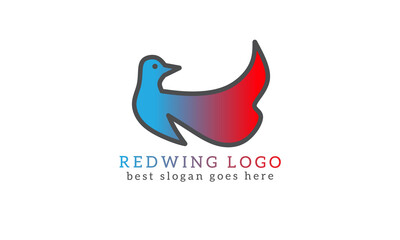 red wing blue gradient bird logo. outline design logo template. vector