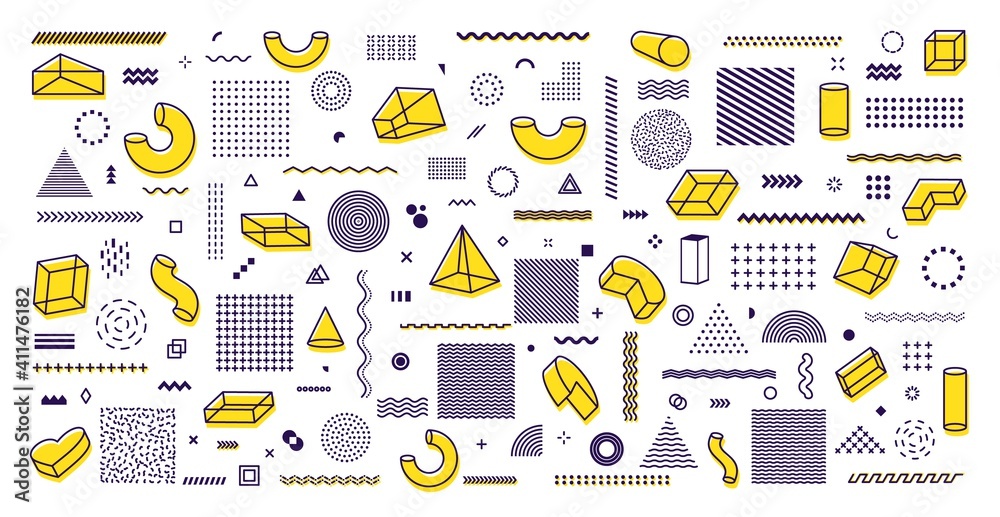 Poster big set of geometric shapes. retro design elements collection for use in ad, banner, poster, web. vi