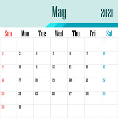 2021 calendar template