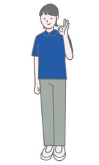 Illustration of female staff of OK mark