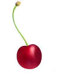 Cherry isolated on white background.  Cherry berry close-up, studio shot.