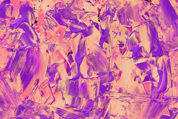 Modern contemporary acrylic background. Colorful texture made with a palette knife. Abstract painting on paper. Mess on the canvas.