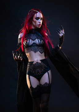 Young woman in Gothic style costume