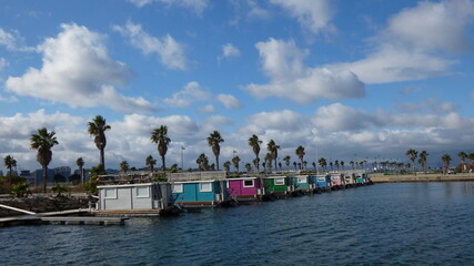 Fototapeta na wymiar boats houses in the harbor