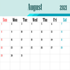 2021 calendar template