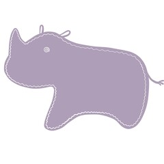 cute rhino clipart, sticker with cartoon character, vector illustration, childish design