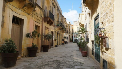 a side street in Victoria (Rabat), Gozo Island, Malta, March