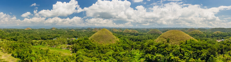 Panoramic view on Chocolate Hills in Bohol island, Philippines