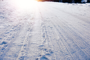 Obraz premium Snow covered landscape on cold and sunny day.Winter image.