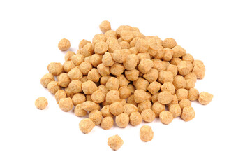 Raw Soya Chunks (Soy Meat) Isolated on White Background