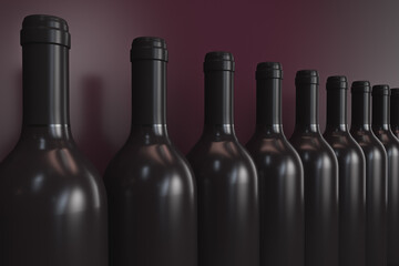 Row of wine bottles. The illustration on the theme of alcohol