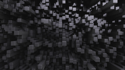 Lots of rectangular rods. Full frame. Top view.