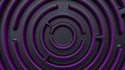 Circular maze. View from above. Full frame. Design element.