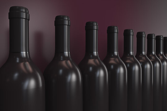 Row of wine bottles. The illustration on the theme of alcohol