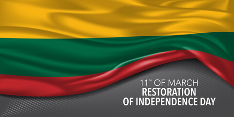 Lithuania happy restoration of independence day greeting card, banner with template text vector illustration