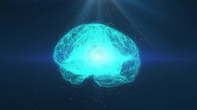 Artificial intelligence (AI). Big data flow analysis, deep learning. Futuristic Technology. Brain Concept idea. stock video 4K.