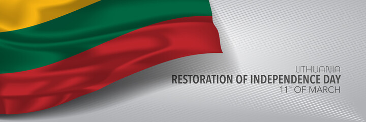 Lithuania restoration of independence day vector banner, greeting card