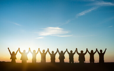 Silhouette of group business team. Teamwork concept.