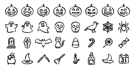Halloween Icon Set (Hand-drawn line version)
