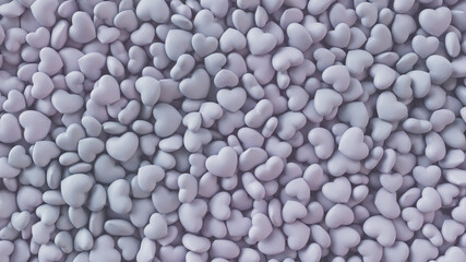Multicolored Heart background. Valentine Wallpaper with Pale Violet love hearts. 3D Render 