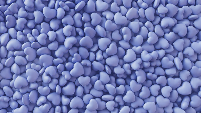 Heart background. Valentine Wallpaper with Blue love hearts. 3D Render 