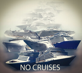 Concept of quarantine on cruise ship due to corona virus alert with cruise ship background