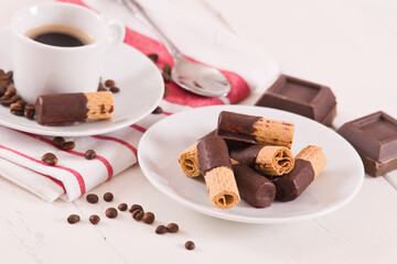 Chocolate wafer rolls.