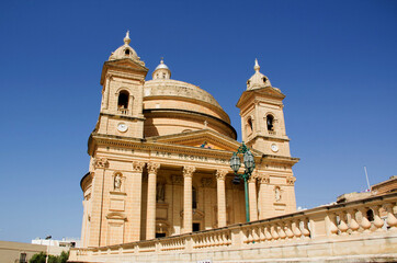 Fototapeta na wymiar The Basilica of St Peter and St Paul from Gozo, Malta 