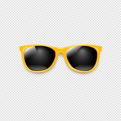 Yellow Sunglasses With Transparent Background With Gradient Mesh, Vector Illustration