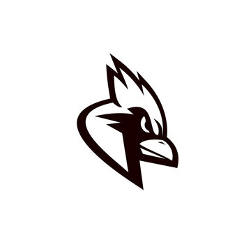 recommend clip art: cardinal bird / blue jay black line outline logo icon design vector