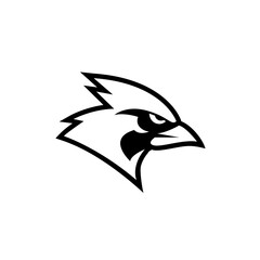 cardinal bird / blue jay black line outline logo icon design vector