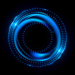 Vivid abstract background. Beautiful design of rotation frame.  .Mystical portal. Bright sphere lens. Rotating lines. Glow ring. .Magic neon ball. Led blurred swirl. Spiral glint lines. HUD