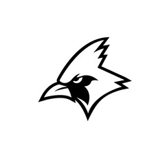 cardinal bird / blue jay black line outline logo icon design vector