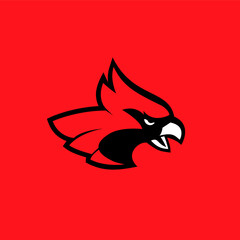 cardinal bird red logo with black background icon design vectorcardinal bird red logo with black background icon design vector