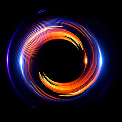 Vivid abstract background. Beautiful design of rotation frame.  .Mystical portal. Bright sphere lens. Rotating lines. Glow ring. .Magic neon ball. Led blurred swirl. Spiral glint lines. HUD