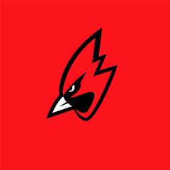 cardinal bird red logo with black background icon design vectorcardinal bird red logo with black background icon design vector